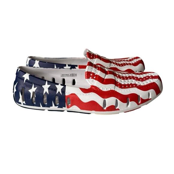 Floafers NEW Country Club Driver Men's 9 USA Patriotic Waterproof Boat Shoes - Picture 2 of 8